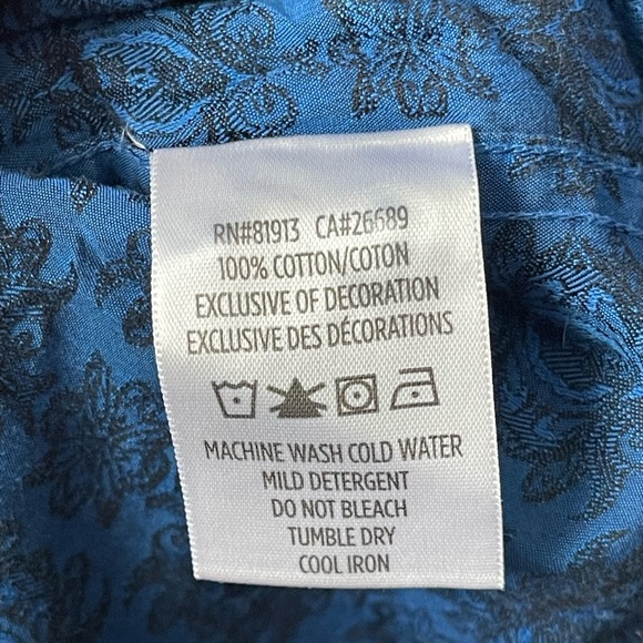 Robert Graham Long Sleeve Button Up blue flip cuff Paisley Shirt Size 2XL - Picture 9 of 14